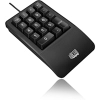 Adesso Antimicrobial Waterproof Numeric Keypad with Wrist Rest Support - Cable Connectivity - USB Interface - 18 Key(s) - MAC - Windows, Mac OS - Membrane Keyswitch - Black