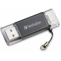 Clé USB Store 'n' Go Dual 64 Go Éclairage, USB 3.2 (Gen 1) Type A - Graphite Verbatim - 64 Go - Éclairage, USB 3.2 (Gen 1) Type A - Graphite - À vie Garantie - 1 chaque