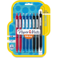 Stylo à bille InkJoy Paper Mate - 1 mm (0,04 po) Pointe de stylo - Rétractable - Ink Noir, Rouge, Bleu - Barrel Couleurs de couverture assorties - 8 / emballage