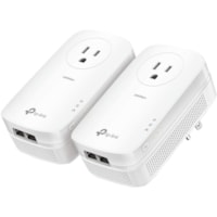 TP-Link AV2000 2-Port Gigabit Passthrough Powerline Starter Kit - 2 - 2 x Network (RJ-45) - 2000 Mbit/s Powerline - 0.30 km (0.19 Mile) Distance Supported - HomePlug AV2 - Gigabit Ethernet - Built-in Outlet
