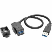 Câble de transfert de données U324-001-KPA-BK 1 pi (0,30 m) USB Tripp Lite by Eaton - 1 pi (0,30 m) USB Câble de transfert de données pour Home Cinéma, Carte mère, Chromebook, Unité de distribution d'alimentation, Alimentation sans coupure - 5 Gbit/s - 