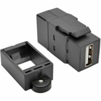 Tripp Lite by Eaton USB 2.0 All-in-One Keystone/Panel Mount Coupler (F/F), Black - 1 x Type A USB 2.0 USB Female - 1 x Type A USB 2.0 USB Female - Nickel Connector - Gold Contact - Black 