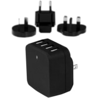 Star Tech.com Travel USB Wall Charger - 4 Port - Black - Universal Travel Adapter - International Power Adapter - USB Charger - Charge 2 tablets and 2 phones simultaneously, from almost anywhere in the world - 4 Port USB Wall Charger - International USB Charger - Universal USB Wall Charger - Travel 