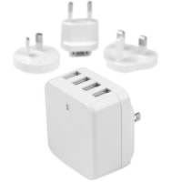 Star Tech.com Travel USB Wall Charger - 4 Port - White - Universal Travel Adapter - International Power Adapter - USB Charger - Charge 2 tablets and 2 phones simultaneously, from almost anywhere in the world - 4 Port USB Wall Charger - International USB Charger - Universal USB Wall Charger - Travel 