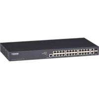 Black Box 26-Port Gigabit Ethernet Switch PoE+ Managed - 24 Ports - Manageable - Gigabit Ethernet - 2 Layer Supported - Modular - 1 SFP Slots - Twisted Pair, Optical Fiber - 1U - Rack-mountable - 1 Year Limited Warranty 