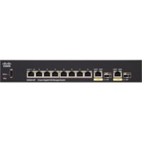 Cisco SG350-10MP 10-Port Gigabit PoE Managed Switch - 10 Ports - Manageable - Gigabit Ethernet - 10/100/1000Base-TX, 1000Base-X - 3 Layer Supported - Modular - 2 SFP Slots - Optical Fiber, Twisted Pair - Desktop