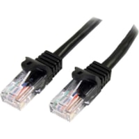 StarTech.com 5m Cat5e Patch Cable with Snagless RJ45 Connectors - Black - 5 m Patch Cord - 16.4 ft (5 m) Category 5e Network Cable for Network Device, Hub, Switch, Print Server, Patch Panel, Workstation - First End: 1 x RJ-45 Network - Male - Second End: 1 x RJ-45 Network - Male - Patch Cable - Gold