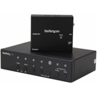 StarTech.com Multi-Input HDBaseT Extender with Built-in Switch - DisplayPort VGA and HDMI Over CAT5e or CAT6 - Up to 4K - up to 230 ft - Connect your laptop to a remote display over standard CAT5e or CAT6 cabling, and easily swap between HDMI, DP or VGA video sources - HDBaseT Extender - Resolutions