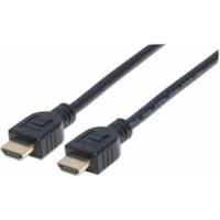 Manhattan HDMI Cable with Ethernet (CL3 rated, suitable for In-Wall use), 4K@60Hz (Premium High Speed), 1m, Male to Male, Black, Ultra HD 4k x 2k, In-Wall rated, Fully Shielded, Gold Plated Contacts, Lifetime Warranty, Polybag - 3 ft (0.91 m) HDMI A/V Cable for Blu-ray Player, Gaming Console, Stereo