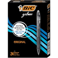 Stylo gel Gel-ocity BIC - 0,7 mm (0,03 po) Moyenne Pointe de stylo - Rétractable - Ink Noir - A base de gel - 24 boîte