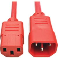 Tripp Lite by Eaton Power Extension Cord - For Computer, Scanner, Printer, Monitor, Power Supply, Workstation - 230 V AC / 15 A - Red - 2 ft (0.61 m) Cord Length - IEC 60320 C13 / IEC 60320 C14