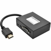 Tripp Lite series 2-Port HDMI to VGA + Audio Adapter / Splitter, 1920 x 1080 (1080p), TAA - 1920 x 1200 - Audio Line In - Audio Line Out - 1 x HDMI In - VGA Out 