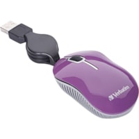 Souris Commuter - USB 2.0 - Optique - 3 Bouton(s) - Pourpre - 1 Verbatim - Optique - Câble - Pourpre - USB 2.0 - Roulettes avec frein - 3 Bouton(s) - 1