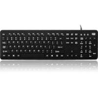 Adesso Antimicrobial Waterproof Desktop Keyboard - Cable Connectivity - USB Interface - 104 Key(s) - English (US) - QWERTY Layout - Computer, MAC - TouchPad - PC, Windows, Mac OS - Membrane Keyswitch - Black