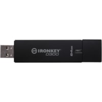 IronKey 64GB D300 Standard USB 3.0 Flash Drive - 64 GB - USB 3.0 - Black - 256-bit AES - 1 / Pack