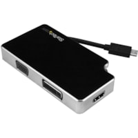 StarTech.com USB C Multiport Adapter - UHD 4K - USB C to VGA / DVI / HDMI - USB C Adapter - macOS 10.12.6 or later is required for your MacBook to support this product - Keep the adapter while traveling to connect to most displays - Works w/ USB-C laptops like Dell XPS Chromebook Pixel - USB C Multi