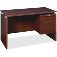 Heartwood Single Right Pedestal Desk - Rectangle Top - 2 Drawers - 48" (1219.20 mm) Table Top Width x 24" (609.60 mm) Table Top Depth - 29" (736.60 mm) Height - Assembly Required - Cayenne Cherry, Thermofused Melamine (TFM)