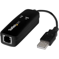 StarTech.com USB 2.0 Fax Modem - 56K External Hardware USB Dial Up V.92 Modem/ Dongle/Adapter - Computer Data Modem USB to Telephone Jack - USB 2.0 fax modem adds data & fax support to computer/laptop; For faxing POS & rural internet - Hardware based dial-up adapter/dongle - External 56K Modem | Dat