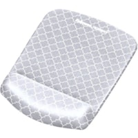 Fellowes PlushTouch Mouse Pad Wrist Rest - Gray Lattice - 1" (25.40 mm) x 7.25" (184.15 mm) x 9.38" (238.25 mm) Dimension - Gray, White - Anti-skid, Wear Resistant, Tear Resistant