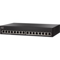 Cisco SG110-16 16-Port Gigabit Switch - 16 Ports - Gigabit Ethernet - 10/100/1000Base-TX - Refurbished - 2 Layer Supported - Twisted Pair - Rack-mountable, Wall Mountable, Desktop - Lifetime Limited Warranty