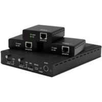 StarTech.com 3 Port HDBaseT Extender Kit with 3 Receivers - 1x3 HDMI over CAT5e/CAT6 Splitter - 1-to-3 HDBaseT Distribution System - Up to 4K - Distribute your HDMI source to three remote displays over standard CAT5e/CAT6/ CAT7 cable - HDMI splitter - 4K digital signage distribution - HDMI extender 