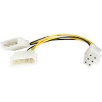 StarTech.com 6in LP4 to 6 Pin PCI Express Video Card Power Cable Adapter - 6 pin internal power (M) - 4 pin ATX12V (M) - 15.2 cm - Convert a Standard LP4 Power Supply Connector to a 6-pin PCI Express Video Card Power Connector