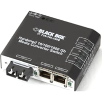 Black Box LBH2001 Transceiver/Media Converter - 2 x Network (RJ-45) - 1 x SC Ports - Multi-mode - 0.03 mil (0 mm) Fiber - Gigabit Ethernet - 10/100/1000Base-T, 1000Base-SX - 0.55 km - DC - DIN Rail Mountable, Rack-mountable, Panel-mountable 