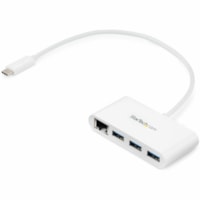 Concentrateur combo USB/Ethernet - USB 3.2 (Gen 1) Type C - Externe - Blanc StarTech.com - USB 3.2 (Gen 1) Type C - Externe - 3 Port(s) USB - 1 Port(s) réseau (RJ-45) - Support UASP - PC, Mac, Linux