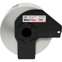 Brother BK/RD on WE Continuous Length Paper Labels - 2 2/5" (60.96 mm) Width - White - Paper - 1 Roll