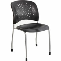 Safco Reve Guest Chair Straight Leg Round Back (Qty. 2) - Black Poly Seat - Black Poly Back - Silver Metal Frame - Four-legged Base - 2 / Unit