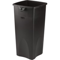 Conteneur à déchets Untouchable Rubbermaid Commercial - 23 gal (87064,471032 mL) Capacité - Carré - Durable, Résistant aux fissures - hauteur de 30,9 po x largeur de 15,5 po - Noir - 4