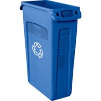 Rubbermaid 3540-07 Slim Jim with Venting Channels - Recycling (Lid & Dolly Sold Separately) - 23 gal (87064.471032 mL) Capacity - Rectangular - 30" Height x 22" Width x 11" Depth - Plastic - Blue - 4