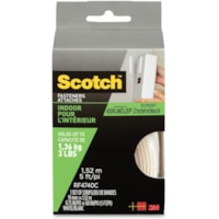 Scotch Indoor Hook/Loop Fasteners - 5 ft (1.5 m) Length x 0.75" (19.1 mm) Width - White - 1 / Pack