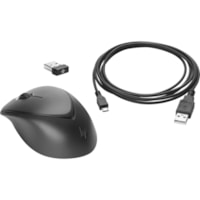 Souris - Fréquence radio - USB - Laser - 3 Bouton(s) - Noir HP - Laser - Sans fil - Fréquence radio - Noir - USB - 1600 dpi - Roulettes avec frein - 3 Bouton(s) - Symétrique