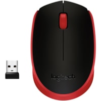 Souris M170 - Fréquence radio - USB - Optique - 3 Bouton(s) - Rouge Logitech - Optique - Sans fil - Fréquence radio - 2,40 GHz - Rouge - USB - 1000 dpi - Roulettes avec frein - 3 Bouton(s) - Symétrique