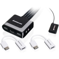 IOGEAR 2-Port HD Cable KVM with DisplayPort Adapters - 2 Computer(s) - 1 Local User(s) - 1920 x 1200 - 2 x USB - 1 x HDMI