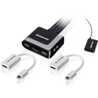 IOGEAR 2-Port HD Cable KVM with MiniDisplayPort Adapters Bundle - 2 Computer(s) - 1 Local User(s) - 1920 x 1200 - 2 x USB - 1 x HDMI