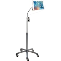 CTA Digital Heavy-Duty Gooseneck Floor Stand for 7-13 Inch Tablets, including iPad 10.2-inch (7th/ 8th/ 9th Generation) - Up to 13" (330.20 mm) Screen Support - 58" (1473.20 mm) Height - Floor - Aluminum, Chrome Plated - Silver