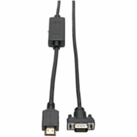 Câble audiovisuel P566-015-VGA 15 pi (4,57 m) HDMI/VGA Tripp Lite by Eaton - 15 pi (4,57 m) HDMI/VGA Câble audiovisuel pour Moniteur, Projecteur, Téléviseur, Lecteur Blu-ray, PC, Périphérique audio/vidéo - Supports up to 1920 x 1200 - Blindé - Do