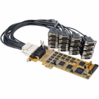 StarTech.com 16 Port PCI Express Serial Card, Low-Profile, High-Speed PCIe Serial Card with 16 DB9 RS232 Ports, TAA - Add 16 RS232 serial ports (DB9) to your low or full-profile computer, through a PCI Express slot - 16-Port PCI Express Serial Card - Low-Profile - High-speed PCIe serial card with 16