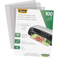 Pochette de plastification Fellowes - Sheet Size Supported : format lettre largeur de 8,50 po (215,90 mm) x longueur de 11 po (279,40 mm) - Laminating Pouch/Sheet Size : largeur de 9 po (228,60 mm)épaisseur de 5 mil (0,13 mm) - Brillant - pour Document - Durable, N'abîme pas les photos, Effa&