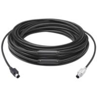 Logitech Group 15M Extended Cable - 49.2 ft (15 m) Mini-DIN Data Transfer Cable for Video Conferencing System, Hub, Camera, Speakerphone - First End: 1 x 6-pin Mini-DIN (PS/2) - Male - Second End: 1 x 6-pin Mini-DIN (PS/2) - Male - Extension Cable - CMP - Black - 1