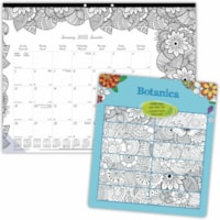 Blueline® DoodlePlan(tm) Colouring Monthly Desk Pad 22" x 17" Botanica Design - Monthly - 12 Month - January 2025 - December 2025 - 1 Month Single Page Layout - 17" (431.80 mm) x 22" (558.80 mm) Sheet Size - Reference Calendar - 1 Each