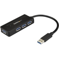 StarTech.com 4 Port USB 3.0 Hub SuperSpeed 5Gbps w/ Fast Charge - Portable USB 3.2 Gen 1 (5Gbps) Type-A Laptop/Desktop Hub - USB Bus/Self Powered - Portable 4 Port USB 3.0 hub (5Gbps SuperSpeed) with USB Type-A ports; USB Bus/self-powered - Laptop/Desktop USB 3.1 Gen 1 Hub w/ BC 1.2 fast charge up t