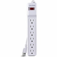 CyberPower Essential Surge CSB606W 6-Outlets Surge Suppressor/Protector - White - NEMA 5-15P - 6 x NEMA 5-15R - 900 J - 125 V AC Input - 6 ft (1.83 m) - Keyhole/Undermount/Wall Mount