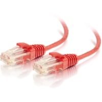 C2G 10ft Cat6 Slim Snagless Unshielded (UTP) Ethernet Cable - Red - 10 ft Category 6 Network Cable for Network Device - First End: 1 x RJ-45 Network - Male - Second End: 1 x RJ-45 Network - Male - Patch Cable - 28 AWG - Red