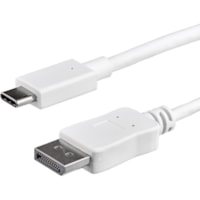 StarTech.com 3ft/1m USB C to DisplayPort 1.2 Cable 4K 60Hz - USB Type-C to DP Video Adapter Monitor Cable HBR2 - TB3 Compatible - White - USB C to DisplayPort 1.2 Cable w/ 4K 60Hz/HBR2/5.1 Audio/HDCP 2.2/1.4 - Integrated video adapter minimizes signal loss - Works w/ USB Type-C DP Alt Mode/Thunderbo