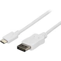 StarTech.com 6ft/1.8m USB C to DisplayPort 1.2 Cable 4K 60Hz - USB Type-C to DP Video Adapter Monitor Cable HBR2 - TB3 Compatible - White - USB C to DisplayPort 1.2 Cable w/ 4K 60Hz/HBR2/5.1 Audio/HDCP 2.2/1.4 - Integrated video adapter minimizes signal loss - Works w/ USB Type-C DP Alt Mode/Thunder