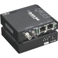 Black Box LBH110 Transceiver/Media Converter - 2 x Network (RJ-45) - 1 x ST Ports - Single-mode - 0.05 mil (0 mm) Fiber - Fast Ethernet - 10/100Base-T - 10 km - AC/DC - DIN Rail Mountable, Wall Mountable, Rack-mountable, Panel-mountable, Desktop 