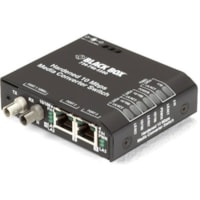 Émetteur-récepteur/Convertisseur de média Black Box - 2 x Réseasu (RJ-45) - 2 x Ports ST - Multimode - 0,03 mil (0 mm) Fibre - Fast Ethernet - 10/100Base-T - 2 km - DC - Montage sur rail DIN, Fixation au mur, Montable en Rack, Panneau montable, Bureau